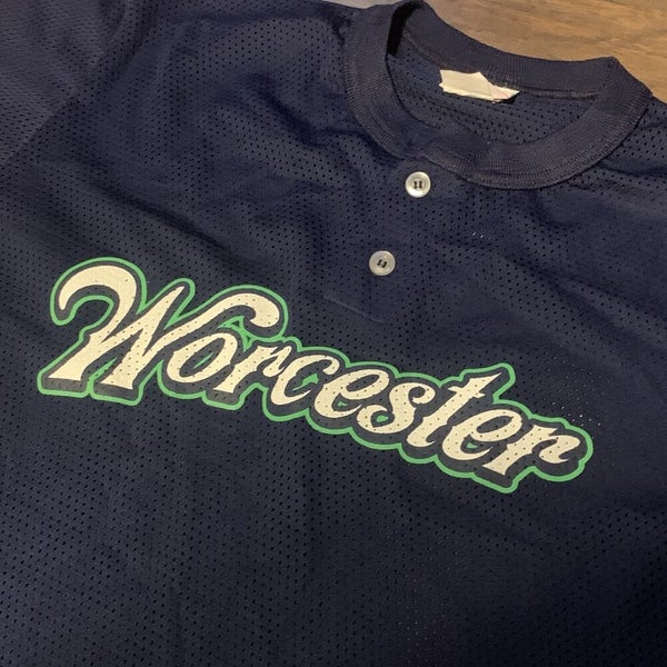 Worcester Bravehearts FCBL Summer Baseball A4 Mesh Two Button Henley Jersey  Sz M