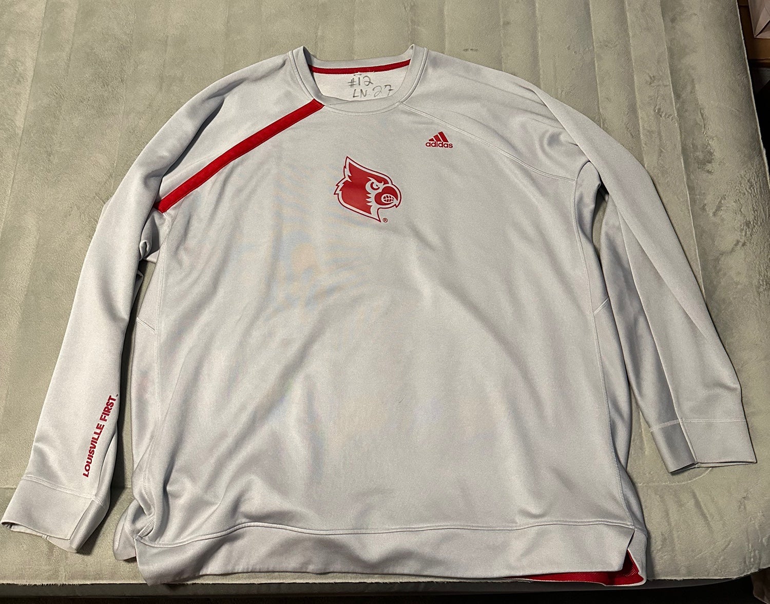 Louisville Cardinals Football Adidas Team Issued Red Hoodie Sweatshirt LG