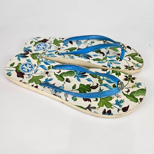 Tory burch floral outlet flip flops