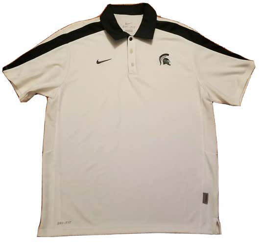 Michigan State Spartans Nike Dri-Fit Men's Polo Shirt Medium M White B1G NCAA