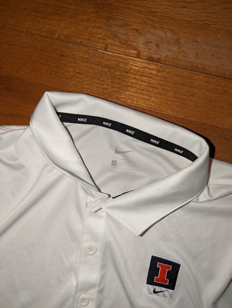 Nike University of Illinois Illini DRI-FIT NCAA White Polo Shirt Small S B1G