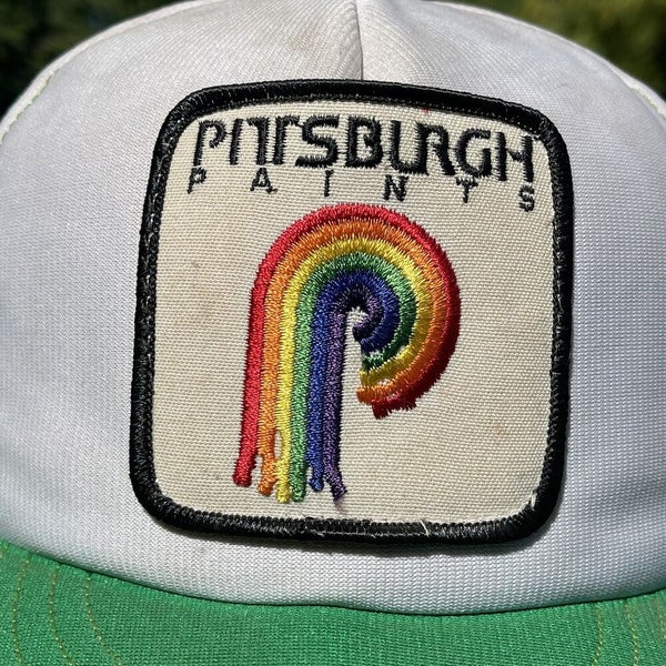 Vintage Pittsburgh Paints Patch Logo Mesh Snapback Trucker Hat Green USA Made