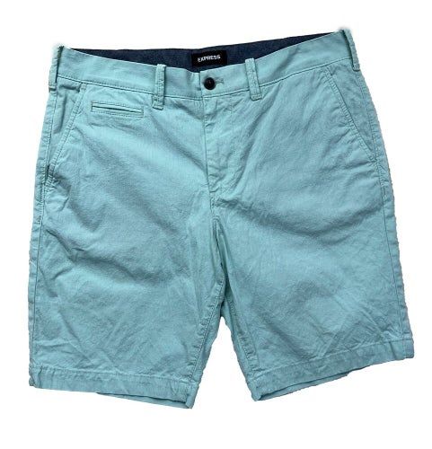 Express Above The Knee Shorts Slim 9" Stretch Shorts Mint Green Men's 32