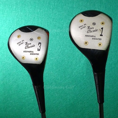 VINTAGE Tour Classic Peripheral Weighted 1 & 3 Woods Steel Stiff SET OF 2