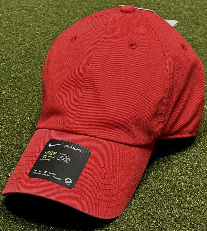 Nike Heritage86 Cotton Twill Blank Front Adjustable Hat Cap Red NWT #65207