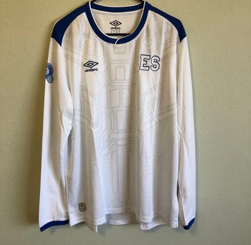 Umbro El Salvador National Soccer Team White Away Long-sleeve Jersey Size XL