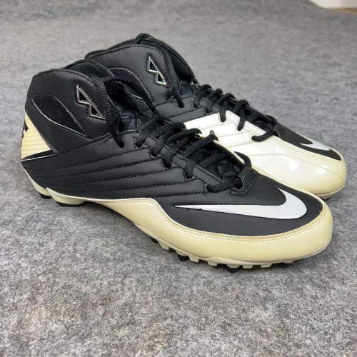 Nike Mens Football Cleat 11.5 Black Cream Shoe Lacrosse Super Speed D 3/4 Pair