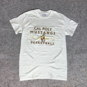 Cal Poly Mustangs Mens Shirt Small White Short Sleeve Tee Sport NCAA Basketball