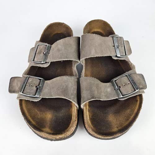 Birkenstock Arizona Women's Gray Leather Slide Sandals Shoe Size 39 / 8