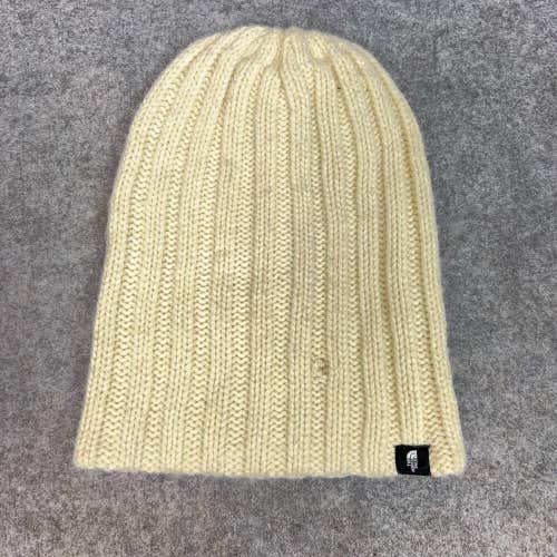 North Face Womens Hat Beige Beanie Lightweight Knit Sports Logo Fall Winter Cap