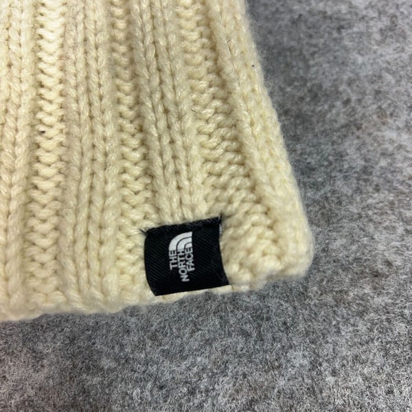 North Face Womens Hat Beige Beanie Lightweight Knit Sports Logo Fall Winter Cap