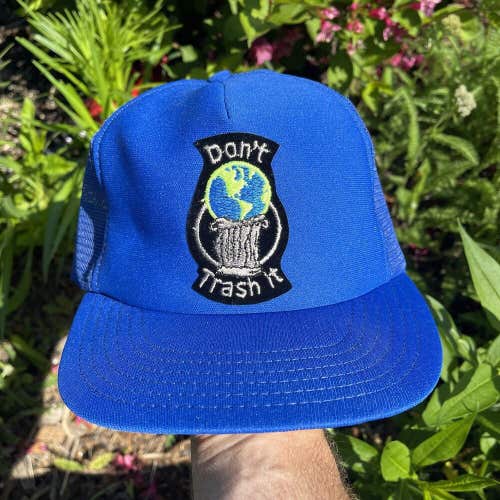 Vintage Don’t Trash It Earth Day Global Health Recycling Peace Love Patch Hat