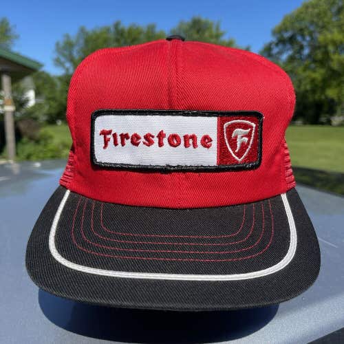 Vintage Firestone Tires Racing Swingster Trucker Patch Hat Cap Made in USA RARE