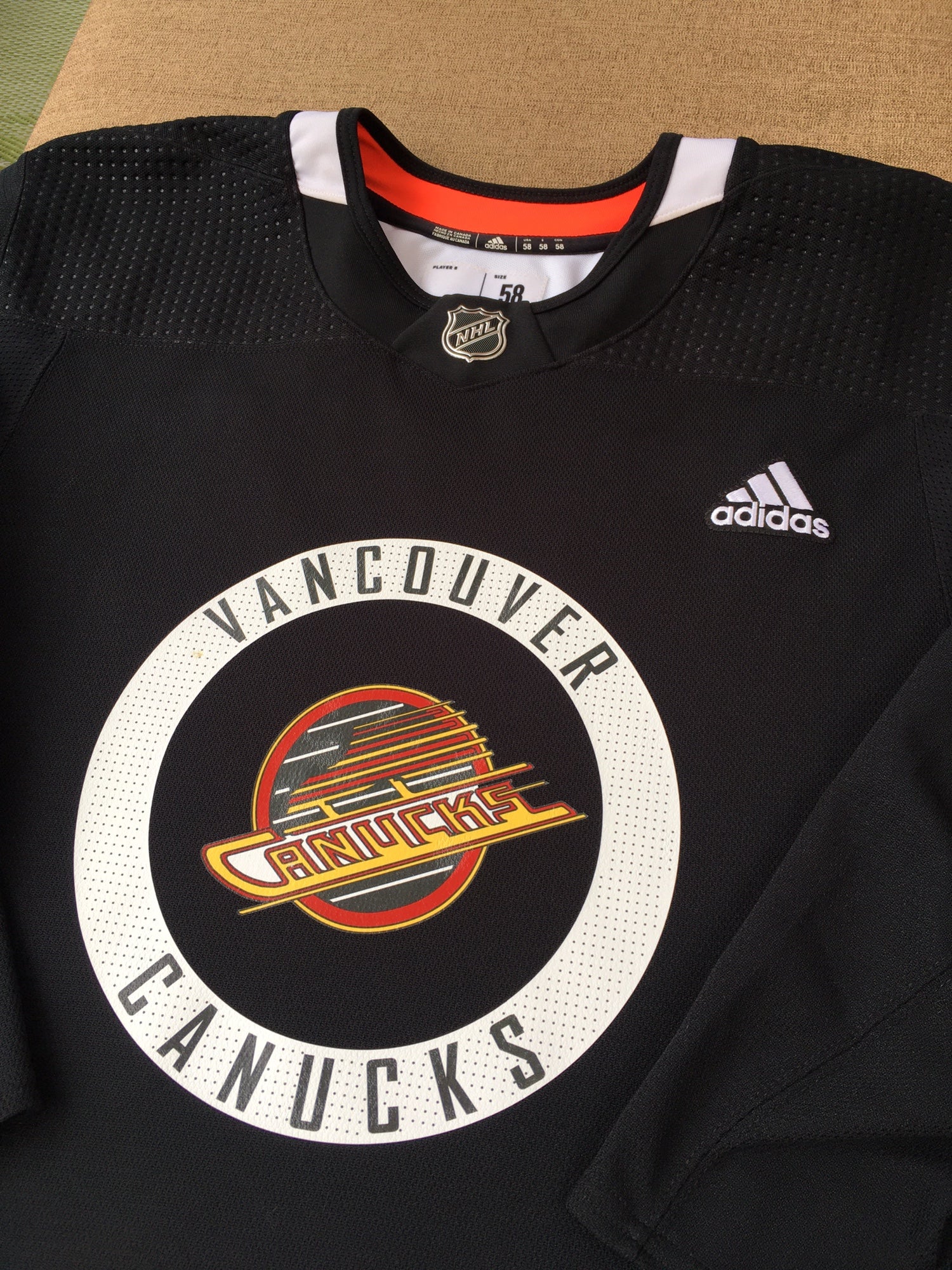 Vancouver Canucks Adidas MIC Pro Stock Hockey Practice Jersey Size 58