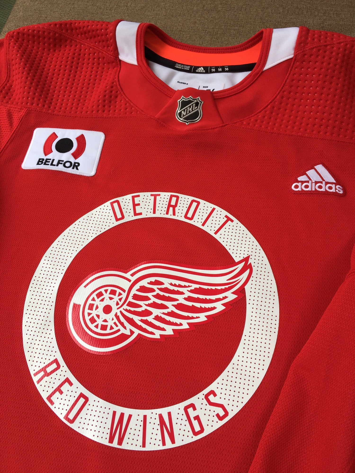 Detroit Red Wings Adidas Primegreen Authentic NHL Hockey Jersey / Home / XXL/56