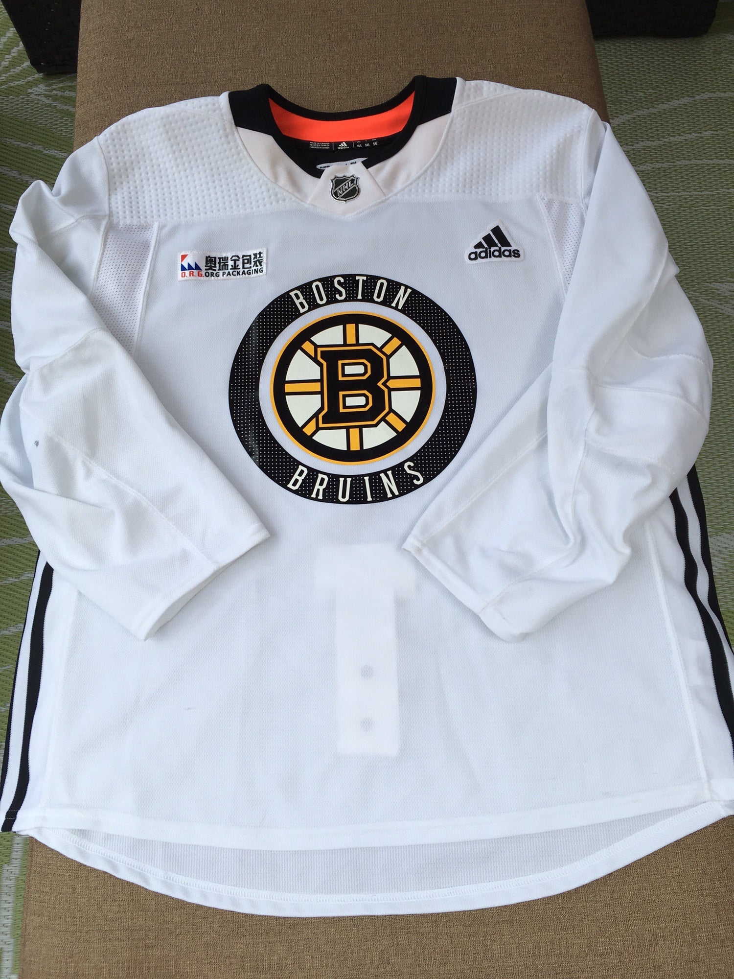 SOLD) Boston Bruins MIC Adidas Practice Jerseys with Sponsor