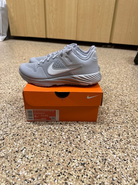Brand new, in box!! Nike Youth Alpha Huarache Turf, size 4Y, wolf grey/white/platinum