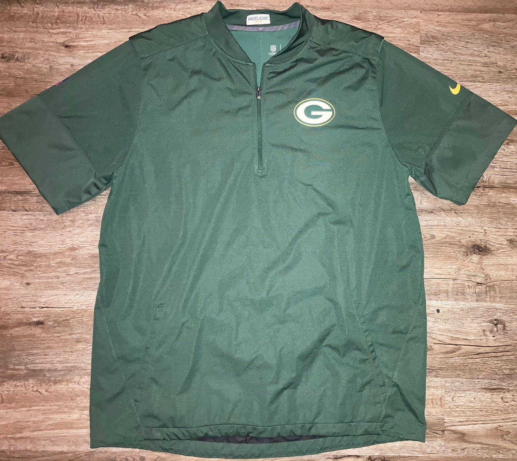 Nike Men's Green Bay Packers Sideline Coaches Short Sleeve Jacket - White - M (Medium)