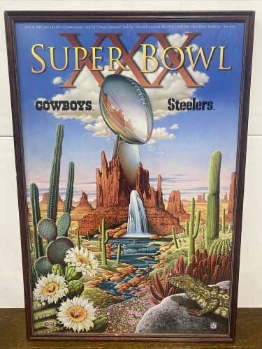 1996 Cowboys vs Steelers Framed 36x48 Canvas Super Bowl XXX Poster