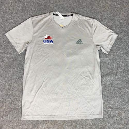 Kansas Jayhawks Mens Shirt Large Adidas Gray USA Short Sleeve NCAA Basketball