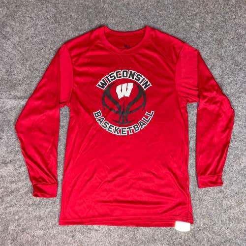 Wisconsin Badgers Mens Shirt Small Red Black Long Sleeve Tee NCAA Basketball NWT