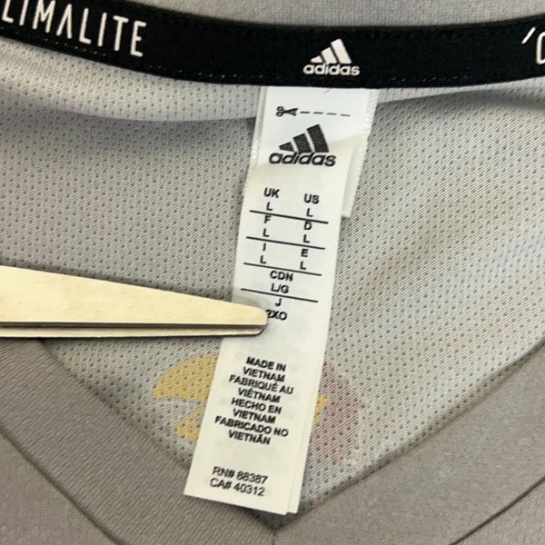 Kansas Jayhawks Mens Shirt Large Adidas Gray USA Short Sleeve NCAA Basketball
