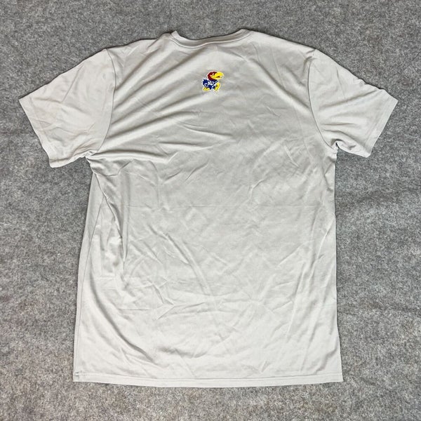Kansas Jayhawks Mens Shirt Large Adidas Gray USA Short Sleeve NCAA Basketball