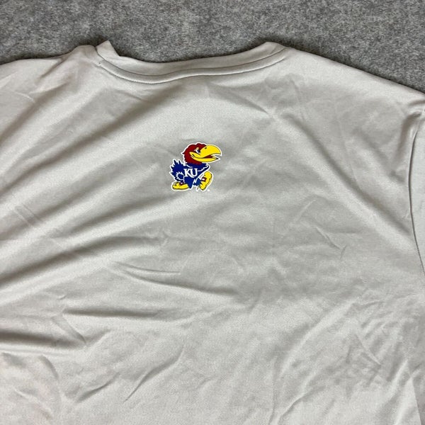 Kansas Jayhawks Mens Shirt Large Adidas Gray USA Short Sleeve NCAA Basketball