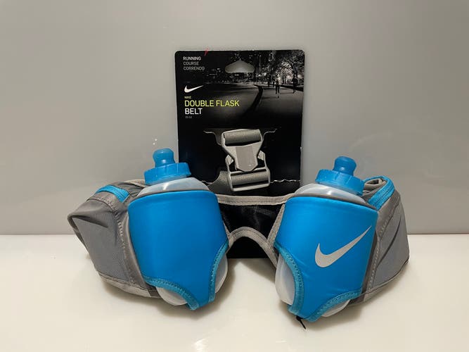New Nike 20oz Double Flask Running Belt - Blue & Silver
