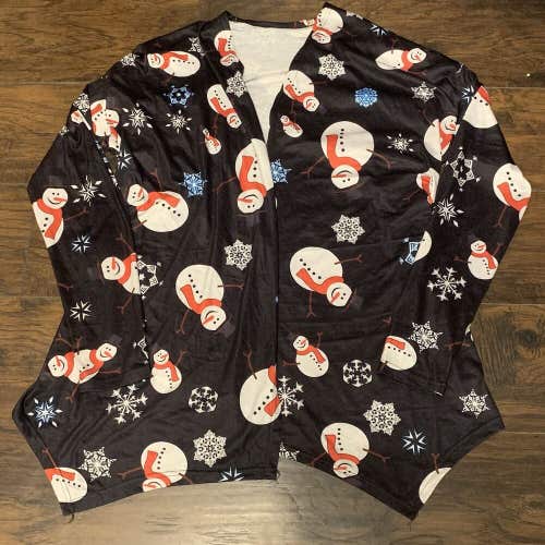 Unbranded Women's Snowman Winter Overlay Poncho Cardigan Kimono Top Shirt Sz L