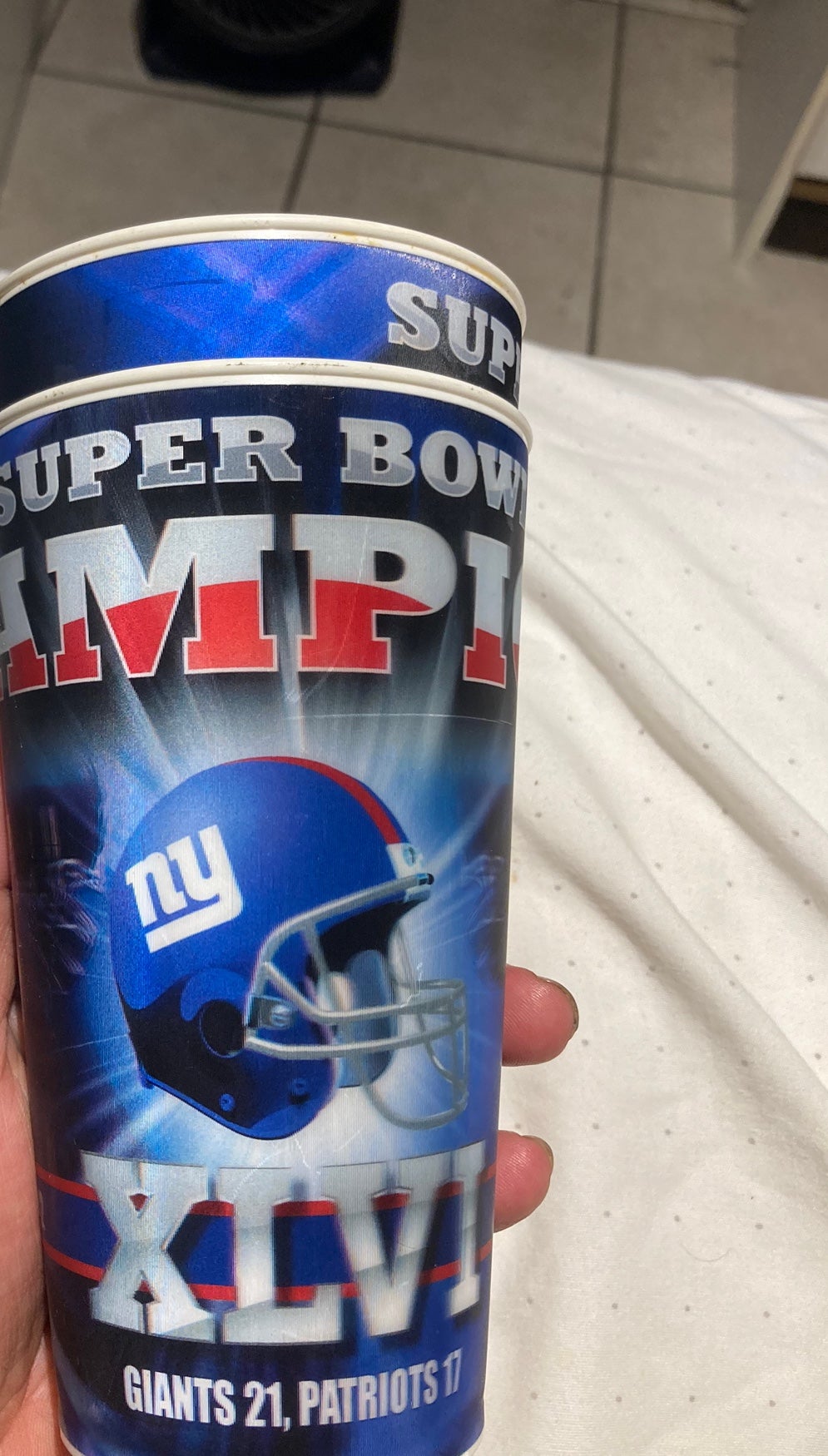 NEW YORK GIANTS 16OZ Glitter CHAMPIONSHIP SPORTS TUMBLER