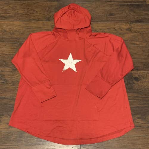 LuLaroe Simply Comfortable Amber Red White Center Star Sweatshirt Size 2XL