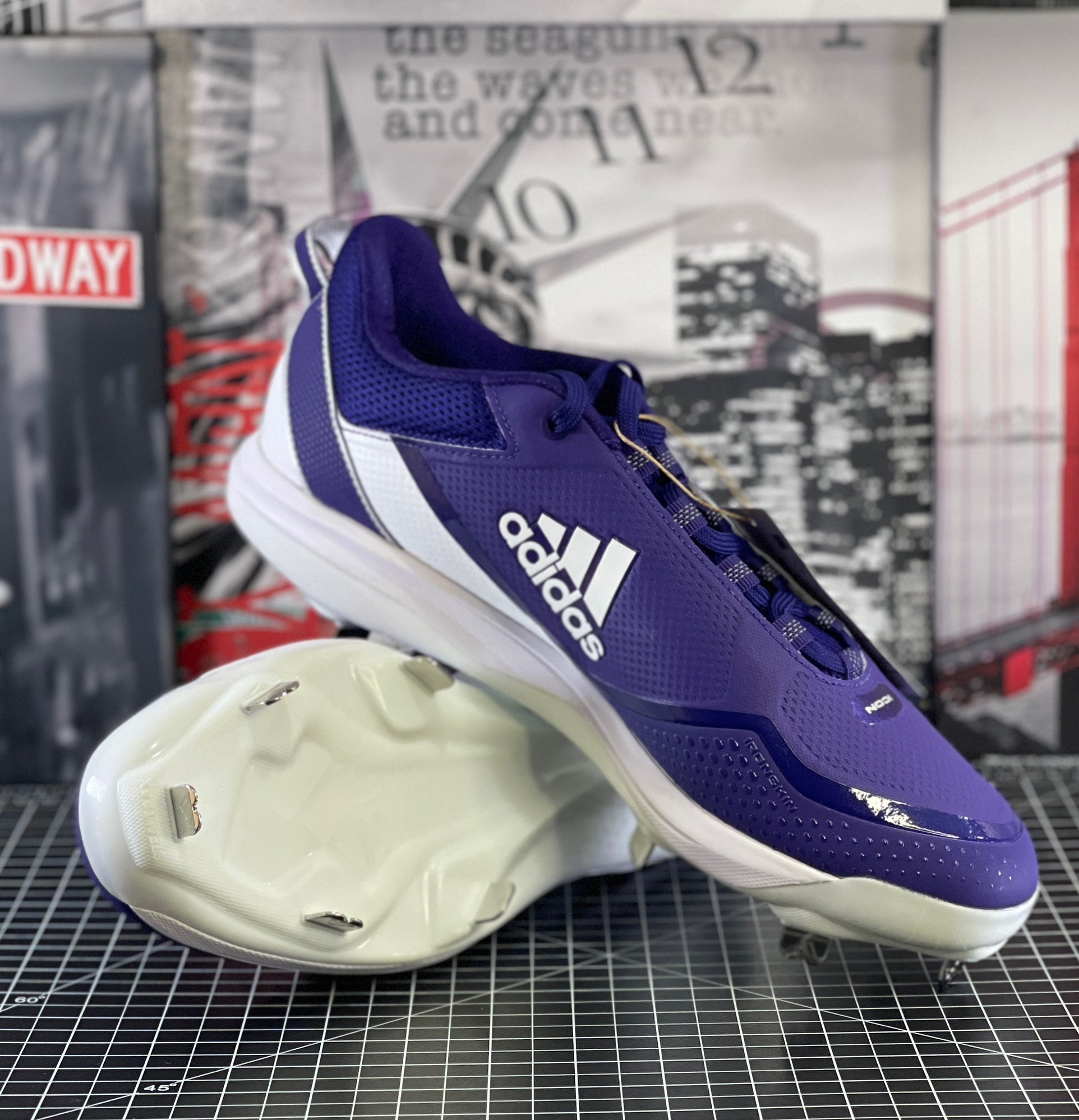 Adidas Icon 8 Mid Metal Baseball Cleats Purple White Grey Men\'s Size 12 Sneakers Adidas Icon 7 Men main image 3