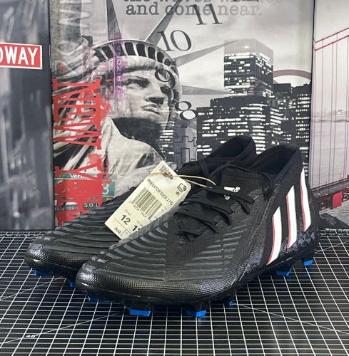Adidas Mens Predator Edge.2 FG Black White/Red Soccer Cleats Sz  12 *GW2271* NEW