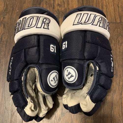 Worcester Railers #61 2019-20 ECHL Pro Stock Warrior Alpha Pro Sz 14 Team Gloves