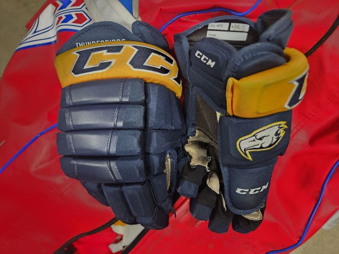 UBC Thunderbirds Used CCM HG4PC Hockey Gloves 14" Pro Stock