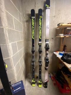 Used Fischer 213 cm Racing Fischer World Cup SG Skis With Bindings Max Din 18