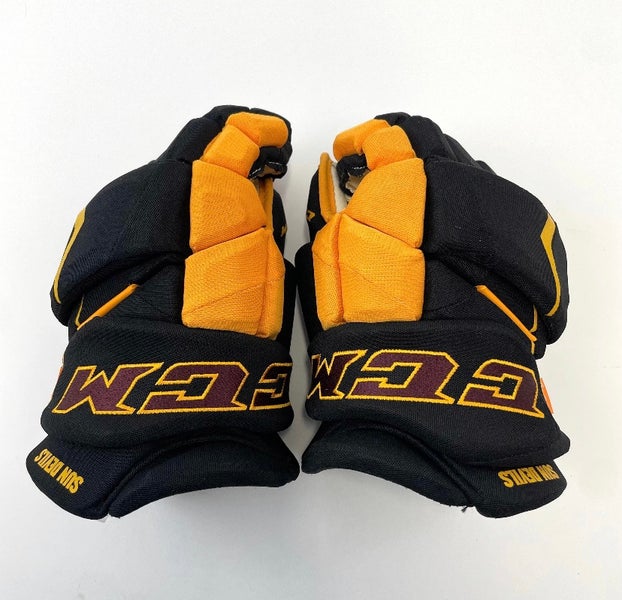 New Without Tags Black CCM HGPJSPP - ASU Hockey NCAA D1 Hockey Gloves | 15"