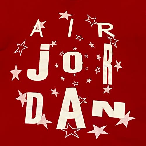 Air Jordan T Shirt Men Large Standard Fit Red Short Sleeve Spiral Spell Out Logo