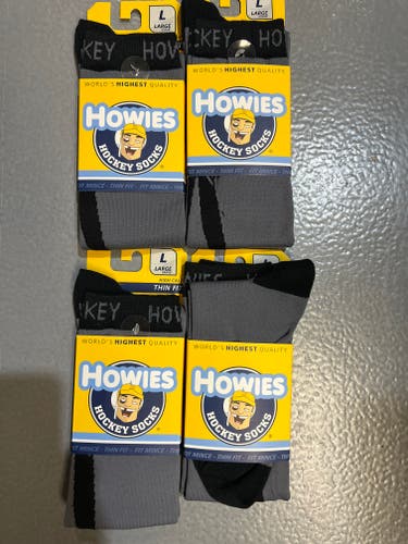 New Howies Hockey Thin Fit Tall Hockey Skate Socks - Crew Length Skating Socks - 4 Pairs