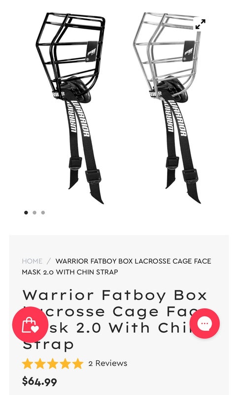 Warrior Fatboy box lacrosse cage with chin strap