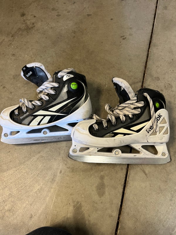 Junior Used Reebok 7K Hockey Goalie Skates Regular Width Size 4