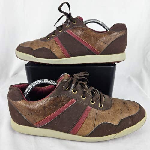 FOOTJOY Contour Casual Brown Spikeless Golf Shoes Men’s Sz 10 M Leather 54371