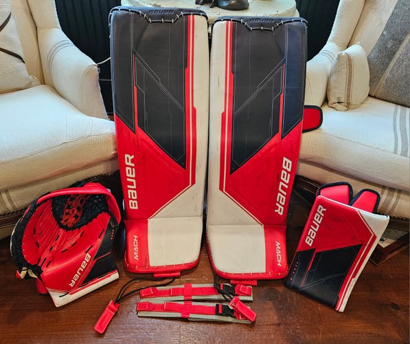 Used 34" Bauer Full Right Custom Mach Goalie Full Set Pro Stock