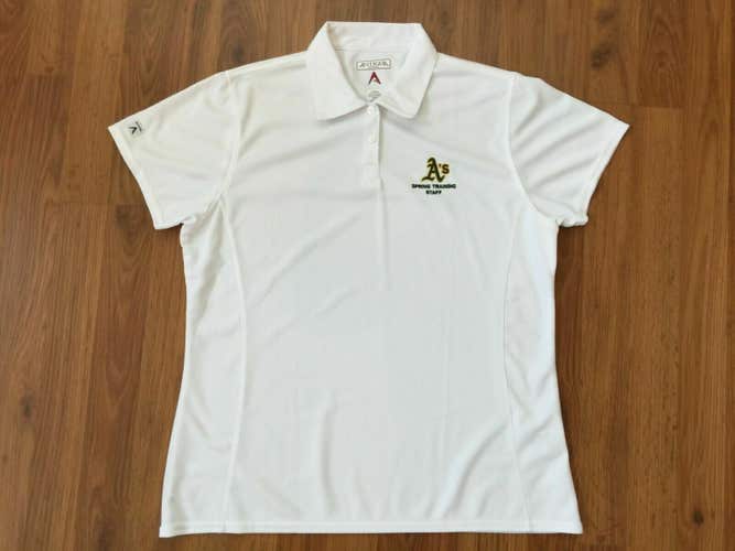 Oakland A's MLB SPRING TRAINING STAFF Antigua Women's Size Large Polo Golf Shirt