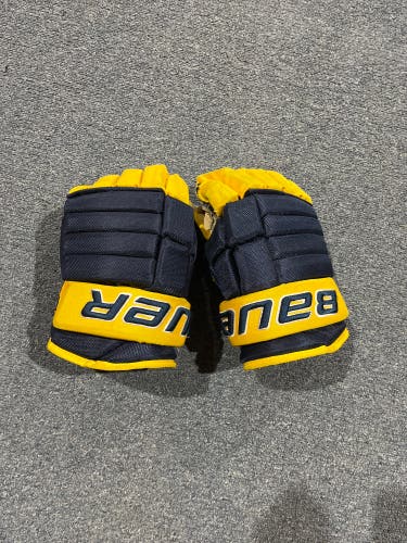 Game Used University of Michigan-Dearborn Bauer Pro Series Gloves 14” #26