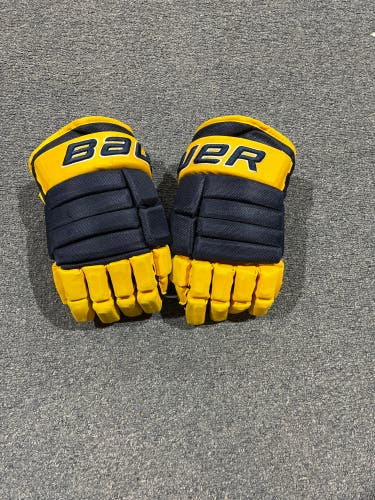 Game Used University of Michigan-Dearborn Bauer Pro Series Gloves 14” #22