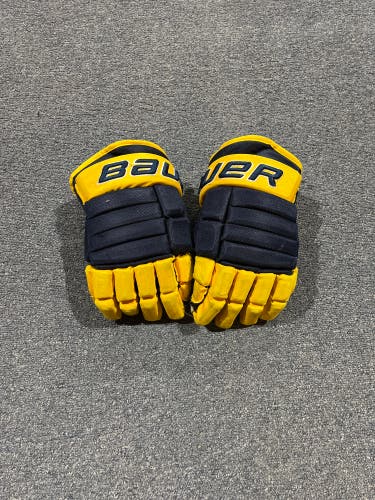 Game Used University of Michigan-Dearborn Bauer Pro Series Gloves 14” #47