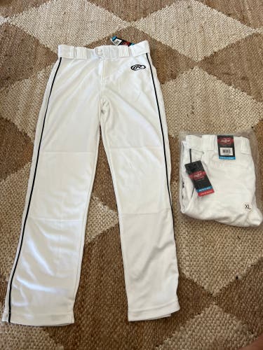 White Youth XL Rawlings Game Pants (2 Pairs)