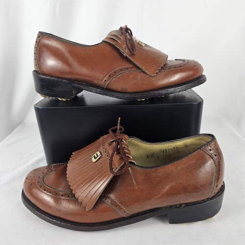 Women's Footjoy Vintage Kiltie Plastic Cleat Brown Golf Shoes 91504 Size 5.5 C